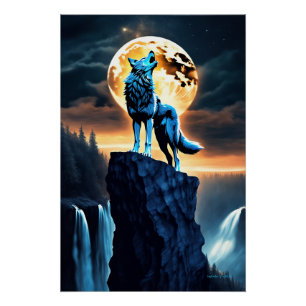 Howl of the North: Wolf by the Yellow Moon Poster