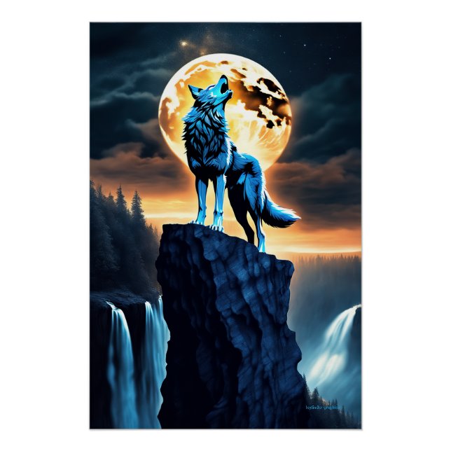 Howl of the North: Wolf by the Yellow Moon Poster (Front)