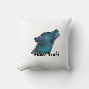 Howl Yeah! Space Galaxy Wolf Silhouette Cushion