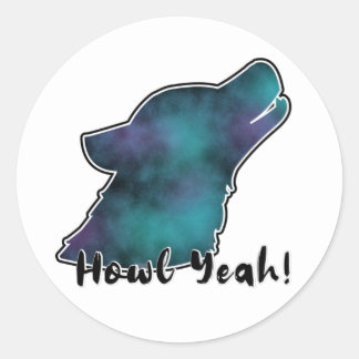 Howl Yeah! Space Galaxy Wolf Silhouette Head Classic Round Sticker
