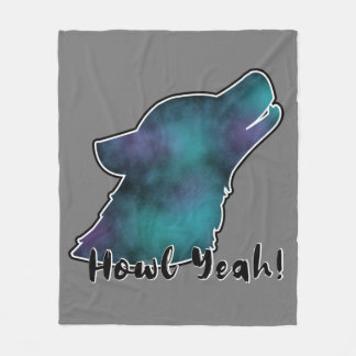 Howl Yeah! Space Galaxy Wolf Silhouette Head Fleece Blanket