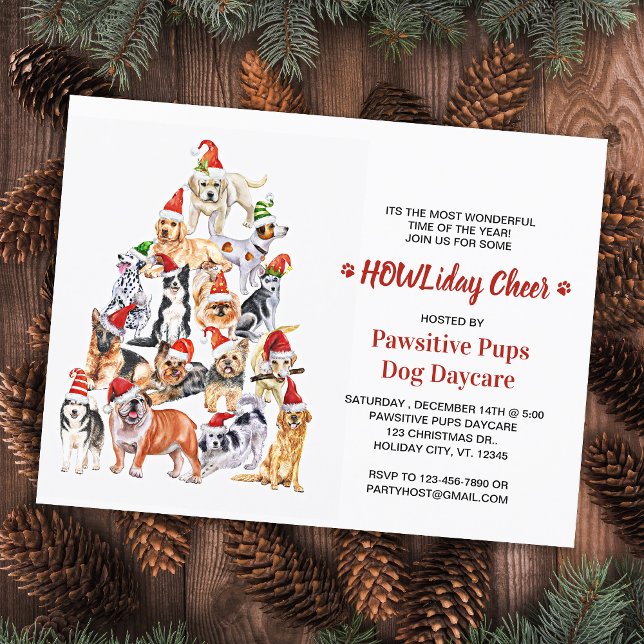 HOWLiday Cheer Dog Lover Christmas Pet Business Invitation Postcard (Creator Uploaded)