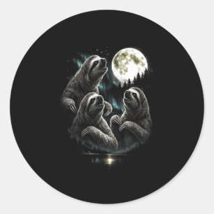 Howling 3 sloth moon vintage retro style funny classic round sticker