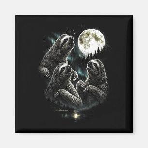 Howling 3 sloth moon vintage retro style funny magnet