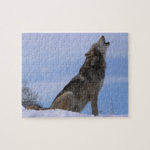 Howling Alaskan Timber Wolf Jigsaw Puzzle