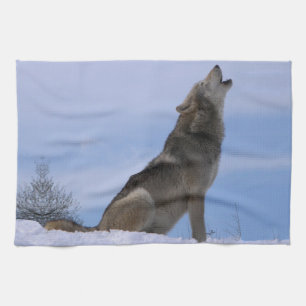 Howling Alaskan Timber Wolf Tea Towel