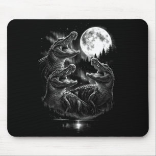 Howling alligator moon vintage retro style funny mouse mat