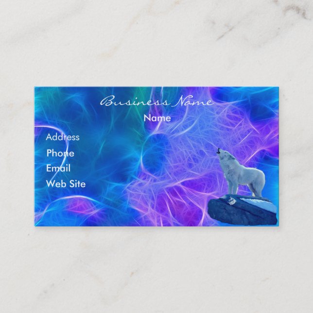 Howling Arctic Wolf Fractal-effect Business Card (Front)