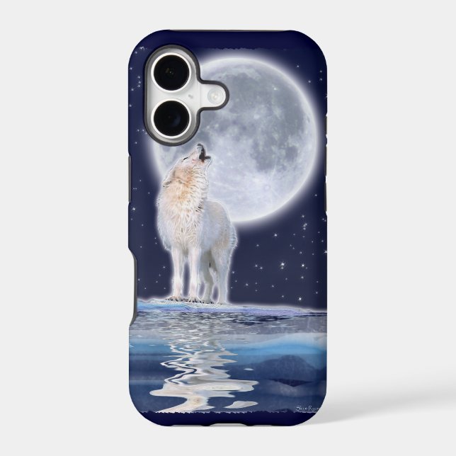 Howling Arctic Wolf & Full Moon iPhone 5 Case (Back)