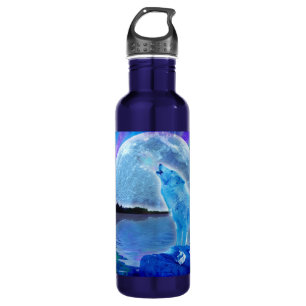 Howling Arctic Wolf & Full Moon Wildlife Photo 710 Ml Water Bottle