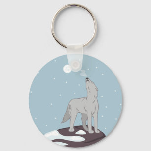 Howling Arctic Wolf Key Ring