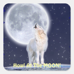 Howling ARCTIC WOLF & MOON Stickers