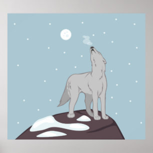 Howling Arctic Wolf Poster