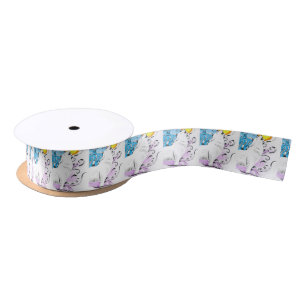 Howling Arctic Wolf Tribal Moon Satin Ribbon