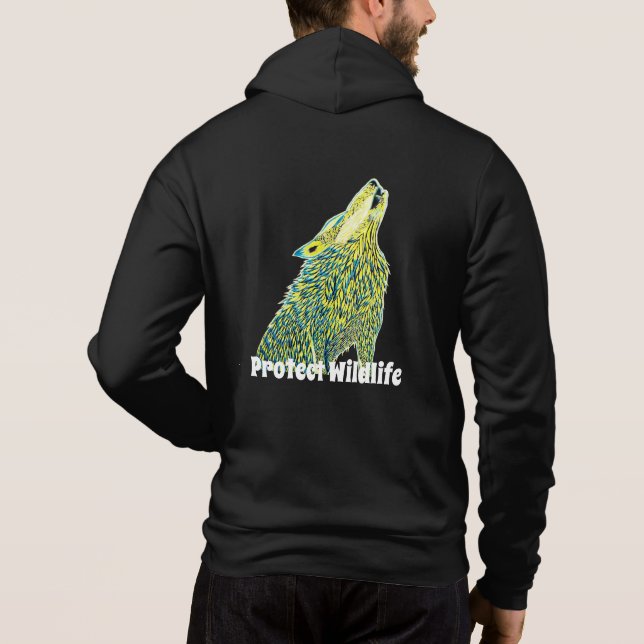 Howling Artic Wolf Protect Wildlife Hoodie (Back)