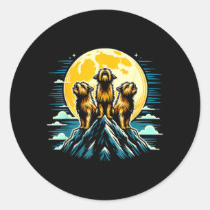 Howling At The Moon Brussels Griffon Dog Classic Round Sticker