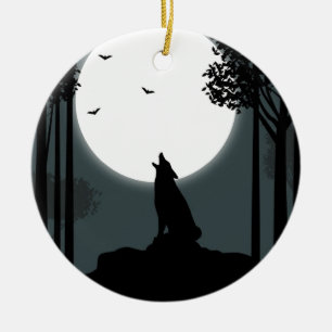 howling at the Moon Ceramic Tree Decoration