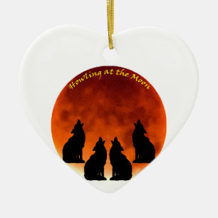 Howling at the Moon Ceramic Tree Decoration
