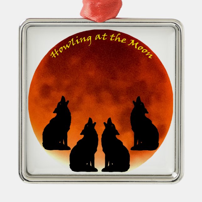 Howling at the Moon Metal Tree Decoration (Front)