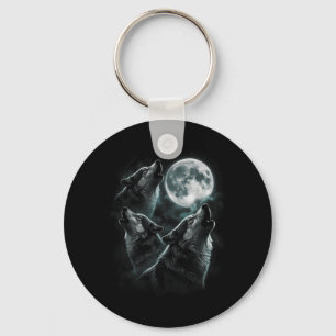 Howling at The Moon Wolf Pack Starry Wildlife Key Ring