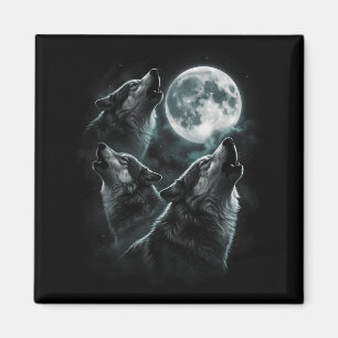 Howling at The Moon Wolf Pack Starry Wildlife Magnet