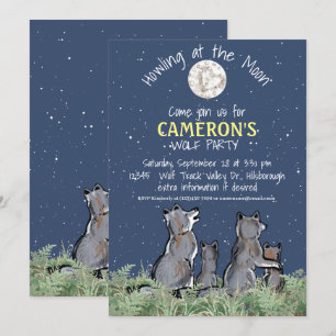 Howling at the Moon Wolf Party Custom Celebration Invitation