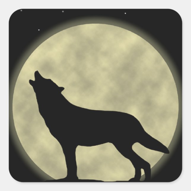Howling at the Moon Wolf Stickers (Front)