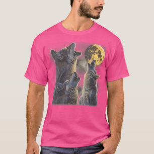 Howling At The Moon Wolves Cool Mountain Wolf Anim T-Shirt
