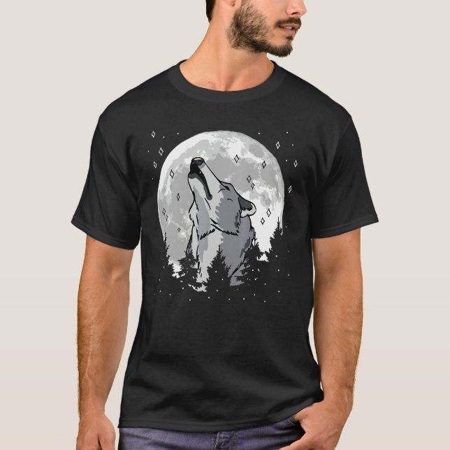 Howling At The Moon Wolves Wolf 2 T-Shirt (Front)