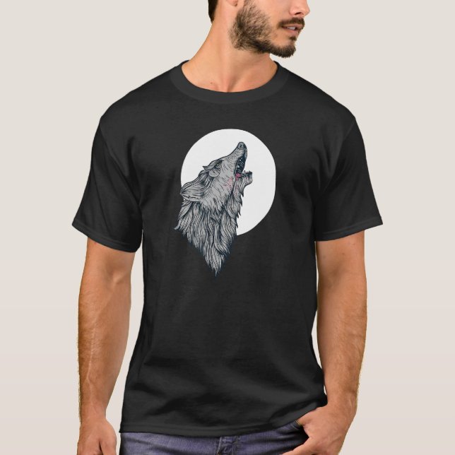 Howling At The Moon Wolves Wolf 5 T-Shirt (Front)