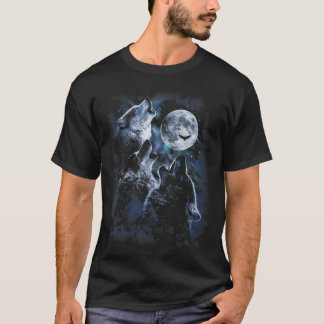 Howling athe Moon Wolf Pack Starry Wildlife Wolves T-Shirt