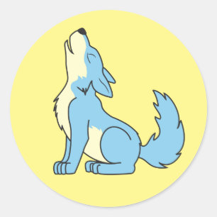 Howling Baby Blue Wolf Classic Round Sticker
