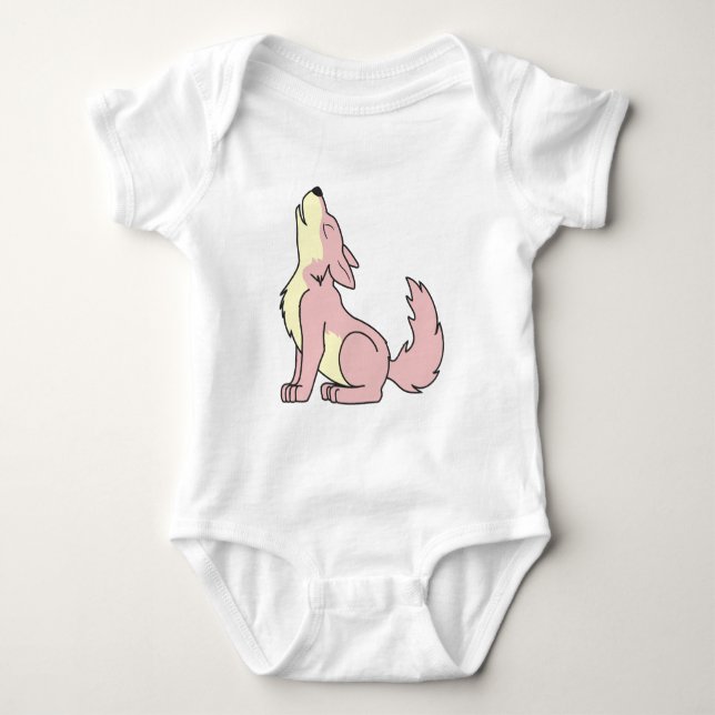 Howling Baby Pink Wolf Bodysuit (Front)