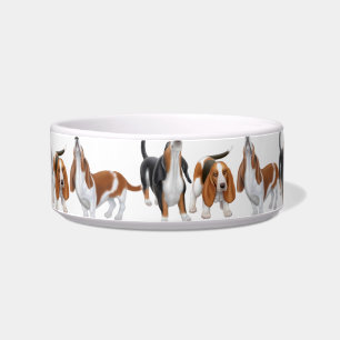 Howling Basset Hound Dogs Bowls