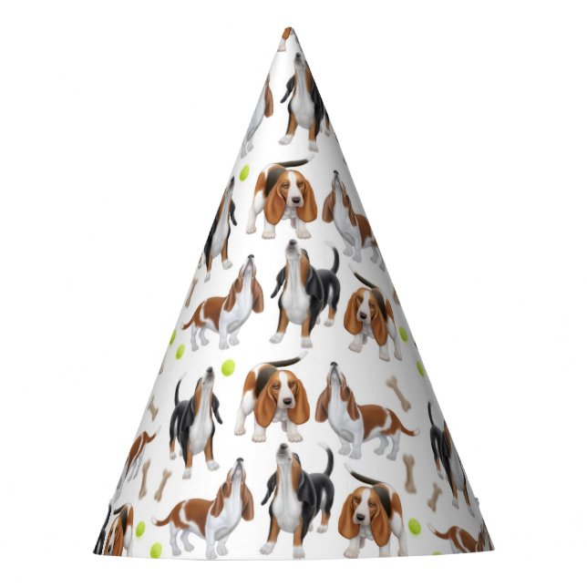 Howling Basset Hound Dogs Party Hat (Front)