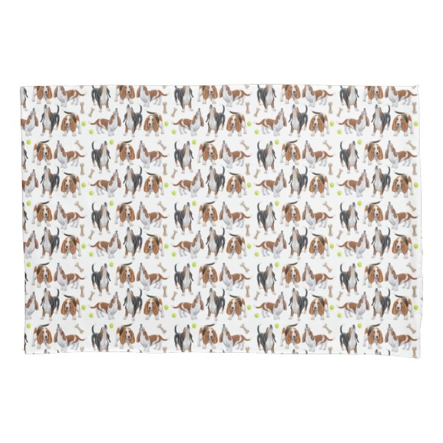 Howling Basset Hound Dogs Pillowcase (Front)