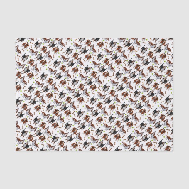 Howling Basset Hound Dogs Tissue Paper (Front)