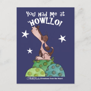 Howling Basset Hound Night Postcard
