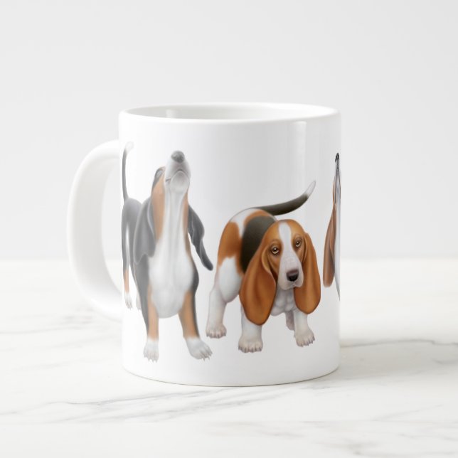 Howling Basset Hounds Large Coffee Mug (Front Left)