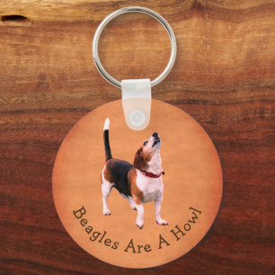 Howling Beagle Dog Cute Personalised  Key Ring