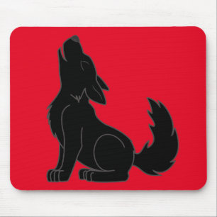Howling Black Wolf Mouse Mat