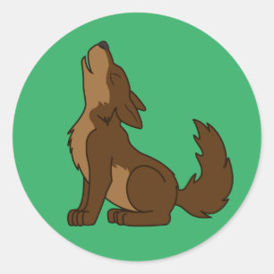 Howling Brown Wolf with Natural Markings Classic Round Sticker