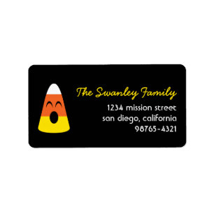 Howling candy corn fun cute Halloween address Label