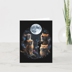 Howling Cats Full Moon Starry Sky Galaxy Cosmic An Card