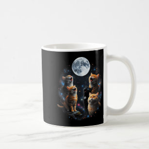Howling Cats Full Moon Starry Sky Galaxy Cosmic An Coffee Mug