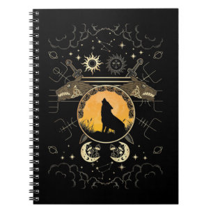 Howling Celtic Wolf Mythology Swords Notebook