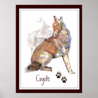 Howling Coyote Animal Nature Poster