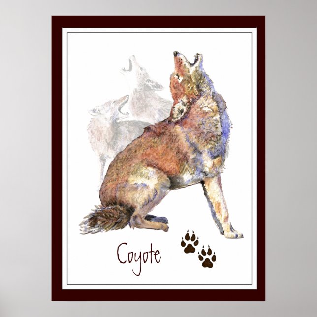 Howling Coyote Animal Nature Poster (Front)