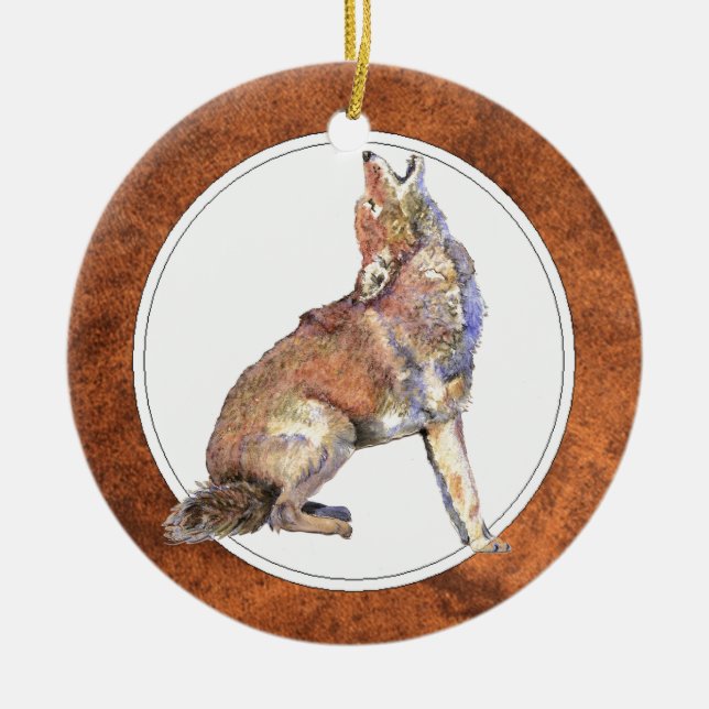 Howling Coyote, Animal, Wildlife Ornament (Front)