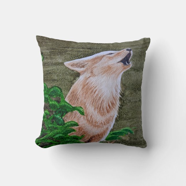 Howling Coyote Cushion (Front)